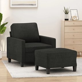 3201033 vidaXL Fotoliu canapea cu taburet, negru, 60 cm, material textil