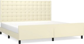 vidaXL Cadru de pat cu tăblie, crem, 200x200 cm, piele ecologică