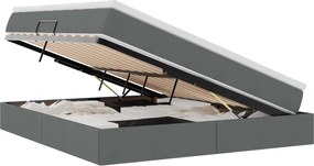 vidaXL Pat cu saltea și spațiu de depozitare Gri închis 180 x 200 cm