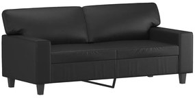 359417 vidaXL Canapea cu 2 locuri, negru, 140 cm, piele ecologică