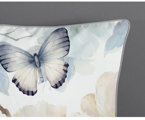 Lenjerie de pat albă-verde din bumbac satinat pentru pat dublu, extinsă 200x220 cm Adiwanya – Descanso