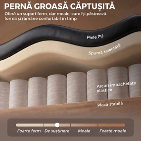 HOMCOM Fotoliu pentru Dormitor din Piele PU, cu Șezut Spațios, Brațe și Picioare din Lemn de Eucalipt, Negru | Aosom Romania