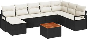 vidaXL Set de canapele pentru grădină 9 pcs Negru și Crem poliratan