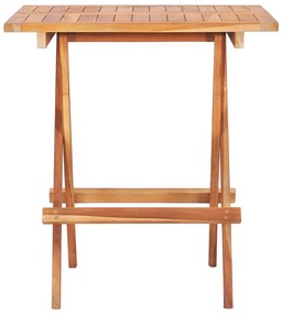 Set mobilier de bistro cu perne gri, 3 piese, lemn masiv de tec Gri, 3