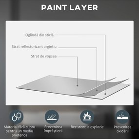Kleankin Oglinda de Baie Rotunda cu Lumina LED in 3 Culori si intrerupatoare Touch, Ø70x3.5 cm, Transparent | Aosom Romania