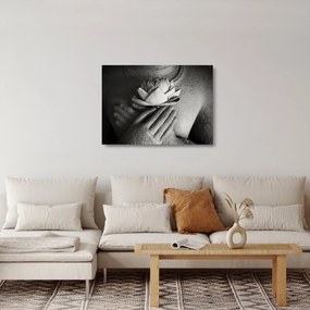 Tablou pe sticlă - Lotus în mâinile lui Buddha (70x50 cm)