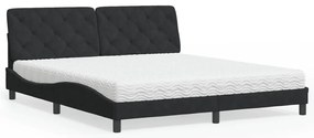 vidaXL Pat cu saltea, negru, 180x200 cm, catifea
