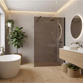 Paravan de dus fumuriu Rea Flexi Brown 140 cm negru