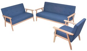 274915 vidaXL Set cu canapele, 2 piese, material textil, albastru