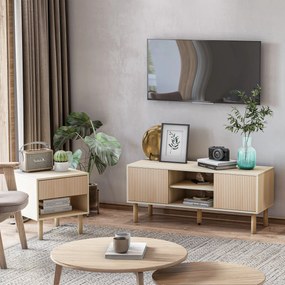 HOMCOM Noptieră cu Sertar și Raft, Măsuță Laterală, Design Natural, pentru Dormitor | Aosom Romania