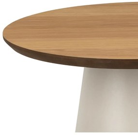 Măsuță de cafea crem/în culoare naturală rotundă cu blat cu aspect de lemn de stejar ø 45 cm Soli – Actona