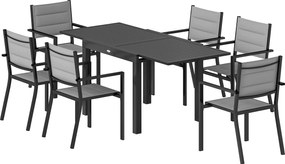 Outsunny Set de masă exterior 7 piese, Masă și scaune pentru terasă din aluminiu pentru 6 persoane cu masă extensibilă | Aosom Romania