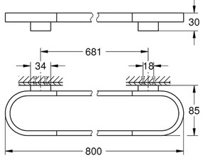 Inel portprosop Grohe Selection 80 cm antracit periat Hard Graphite