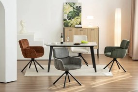 Set de 2 scaune pivotante, Metal Negru, Chenille Sampanie, UNIQUE A-46322 VC