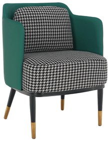 Fotoliu design, model alb-negru/ piele ecologică turcoaz, EMREN