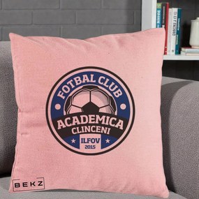 Perna Personalizata Academica Clinceni Fotbal Club, 40x40 cm, Roz, Husa Detasabila, Perna Inclusa, BEKZ®