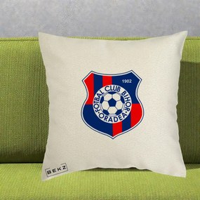 Perna Personalizata FC Bihor Oradea 1902 Fotbal, 40x40 cm, Ecru, Husa Detasabila, Perna Inclusa, BEKZ®