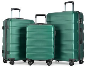 Set de 3 valiză BONTOUR „Wave”, valiză cu roți duble, verde