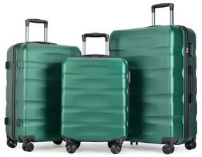 Set de 3 valiză BONTOUR „Wave”, valiză cu roți duble, verde