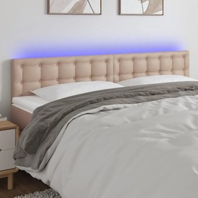 3121725 vidaXL Tăblie de pat cu LED cappuccino 200x5x78/88 cm piele ecologică