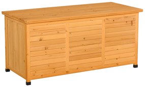 Outsunny Cutie depozitare grădină, pentru perne și accesorii, rezistentă la intemperii, lemn masiv, 127x56x60 cm, galben | Aosom Romania