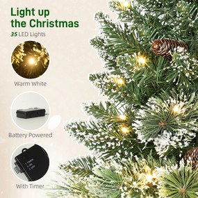 HOMCOM Pom de Crăciun Miniatural Pre-luminat 60 cm, Pom de Crăciun cu Zăpadă | Aosom Romania