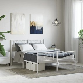 355528 vidaXL Cadru de pat metalic cu tăblie, alb, 120x200 cm