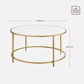 MCAU1 - Masuta de cafea rotunda, 84 cm, Alb-Auriu