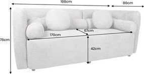 Canapea moderna, Tesatura Boucle, Gri, ART DECO 200cm, A-44508 VC