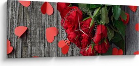 Tablou - cu buchet de flori (cu ceas) (90x30 cm)