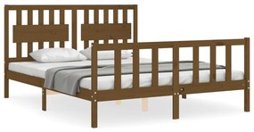 3192434 vidaXL Cadru de pat cu tăblie, maro miere, king size, lemn masiv