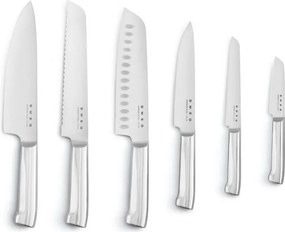 Set de cuțite cu suport SMEG KBSF02BL, 7 piese, Manere din lemn de salcam, Otel inoxidabil german, Negru