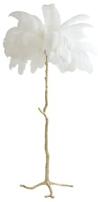 Lampadar alb/auriu cu abajur din pene (înălțime 180 cm) Feather – Light &amp; Living