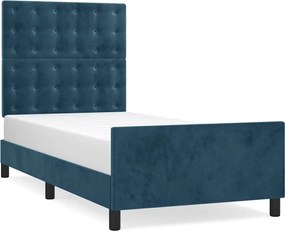 vidaXL Cadru de pat fără saltea, albastru închis, 80x200 cm, catifea