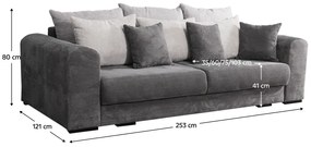 Canapea foarte spaţioasă, gri/gri deschis/bej, GILEN BIG SOFA