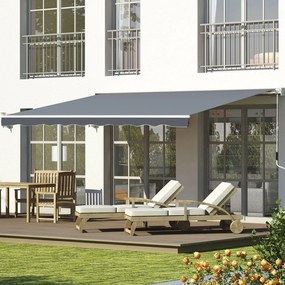 Outsunny Copertină de Soare Retractabilă Manual din Aluminiu și Țesătură Poliester, 2,5x2 m, Gri | Aosom Romania