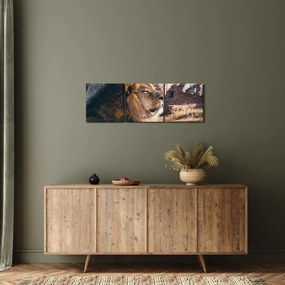 Tablou cu leul dormind (cu ceas) (90x30 cm)
