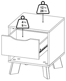 Noptieră albă-în culoare naturală Ikast – Tvilum