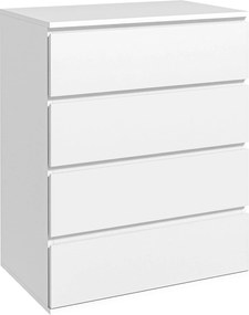 HOMCOM Comodă cu 4 Sertare, Organizator de Depozitare cu Ghidaje Metalice și Mânere cu Caneluri, 60x40x80 cm, Alb | Aosom Romania