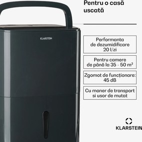 Klarstein DryFy20 Dezumidificator 420W 20l/d 230m³/h 35-50m² DrySelect 45dB Gri