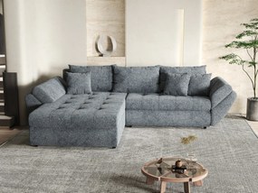 Colțar extensibil dumonde cu ladă de depozitare si sezut confortabil din spuma high-density, Loana Euphoria Graphit 270x185 cm