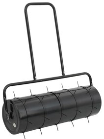 vidaXL Tăvălug gazon de grădină cleme de aerisire negru 63 L fier/oțel