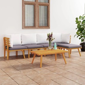 3087026 vidaXL Set mobilier de grădină cu perne, 6 piese, lemn masiv acacia