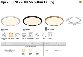 Plafoniera slim LED 2700K 3-step MOODMAKER Oja 29 negru