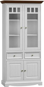 Vitrină lemn masiv nuc Linea Alb-, 90 × 45 × 190 cm
