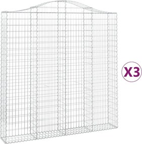 vidaXL Coșuri gabion arcuite 3 buc. 200x30x200/220 cm fier galvanizat