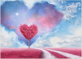 Tablou - Copac de inimă roz (70x50 cm)