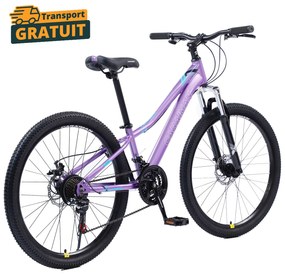 Bicicleta Caraiman, roti 24 sau 26 inch, cadru otel, frane pe disc, mov, BC29