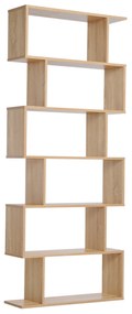 HOMCOM Bibliotecă raft zig zag Design Contemporan 80L x 23l x 192H cm 6 Niveluri Culori lemn de stejar deschis | Aosom Romania