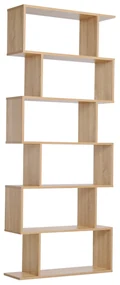 HOMCOM Bibliotecă raft zig zag Design Contemporan 80L x 23l x 192H cm 6 Niveluri Culori lemn de stejar deschis | Aosom Romania